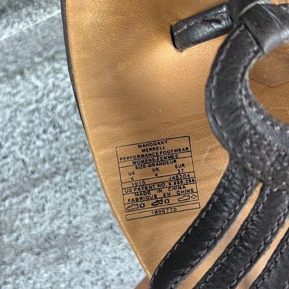 Merrell Mahogany Leather Flip Flops Sandals Shoes Size 6 - Picture 8 of 9